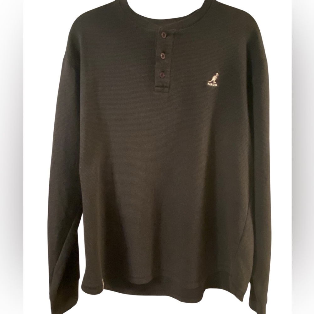 Kangol men’s long sleeve dark grey tshirt size L, white embroidered on front